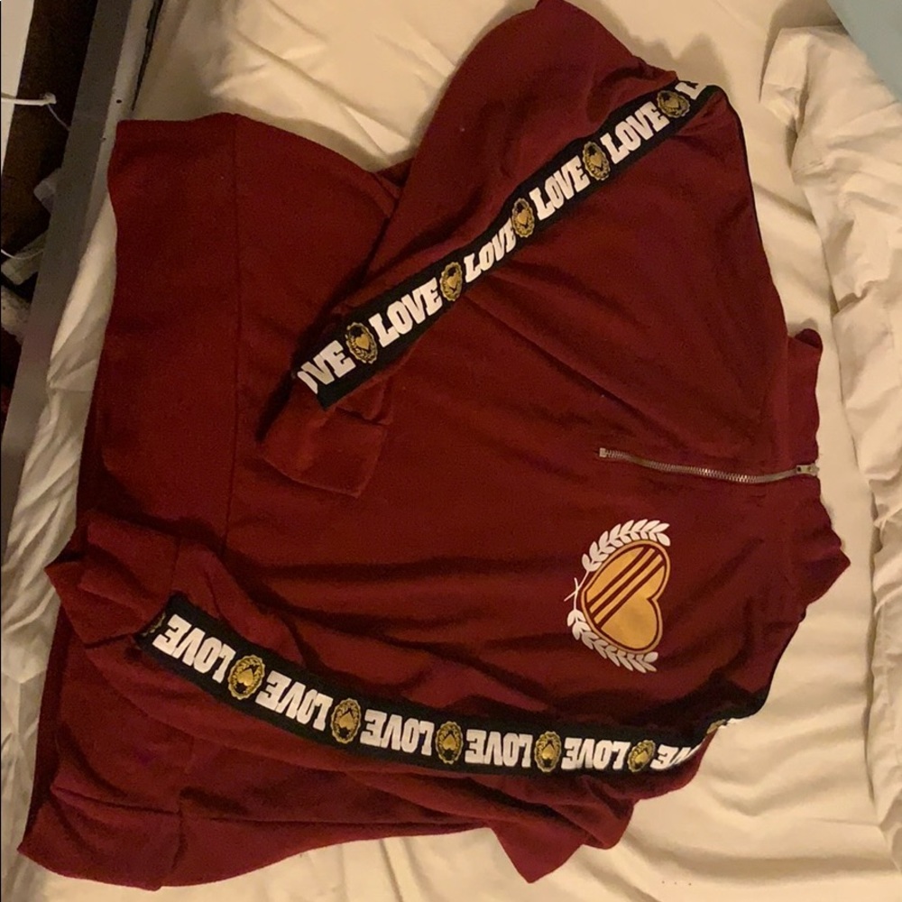 Burgundy jacket with ❤️ love